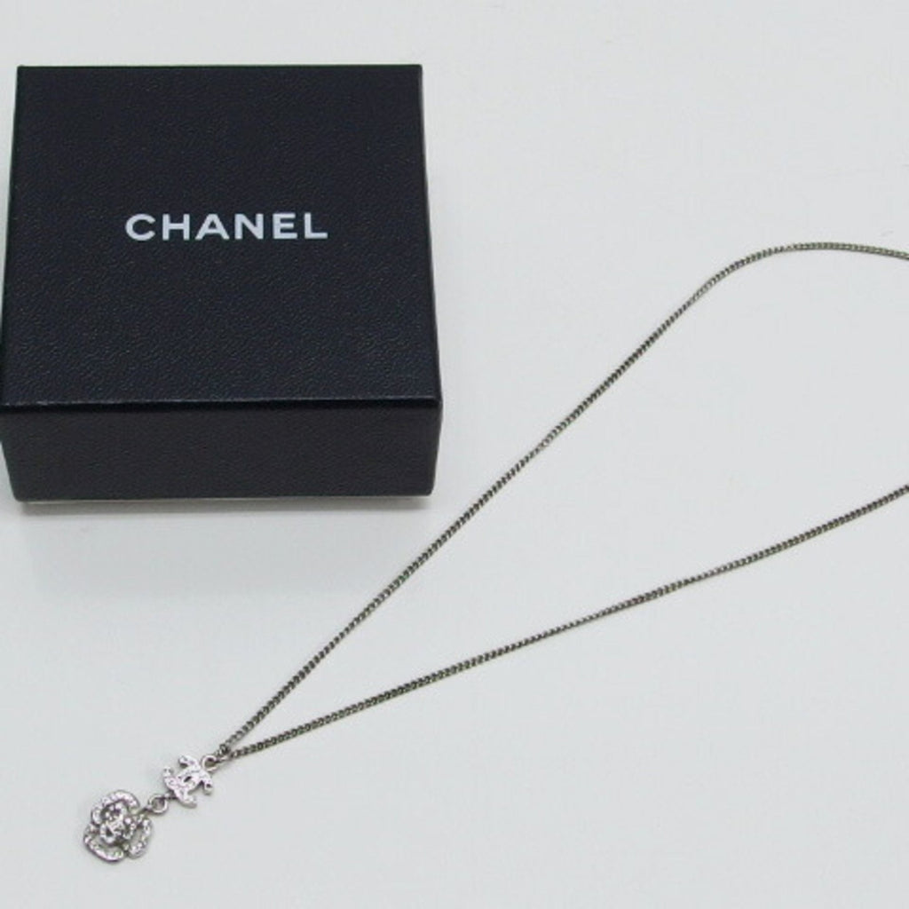 CC Logo Pendant Necklace Silver-Tone Metal