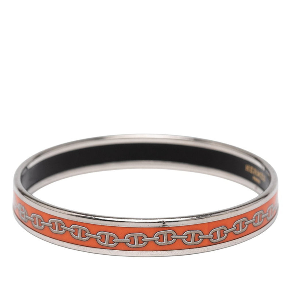 Enamel Chaine D'Ancre Bracelet Metal Orange and Silver