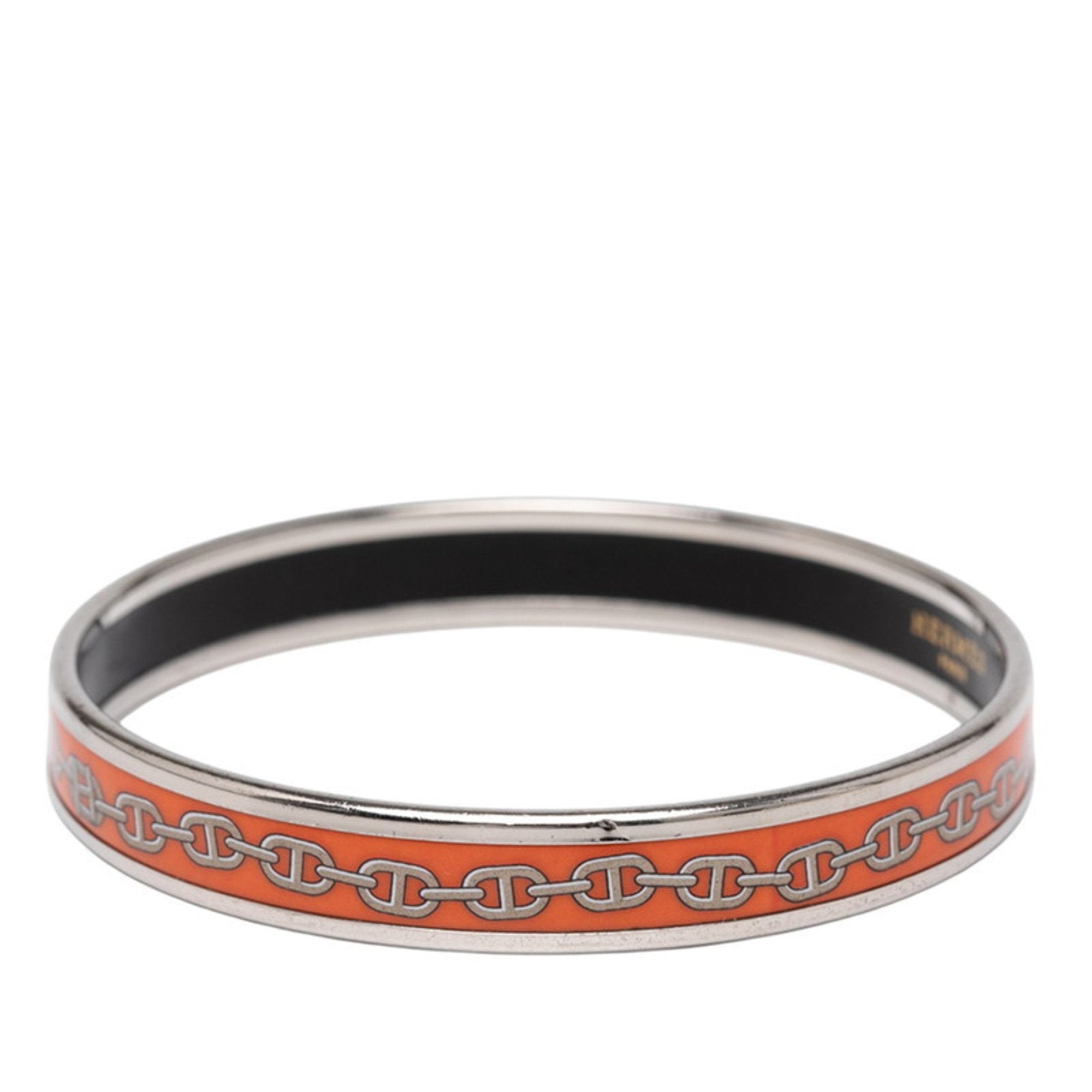 Enamel Chaine D'Ancre Bracelet Metal Orange and Silver