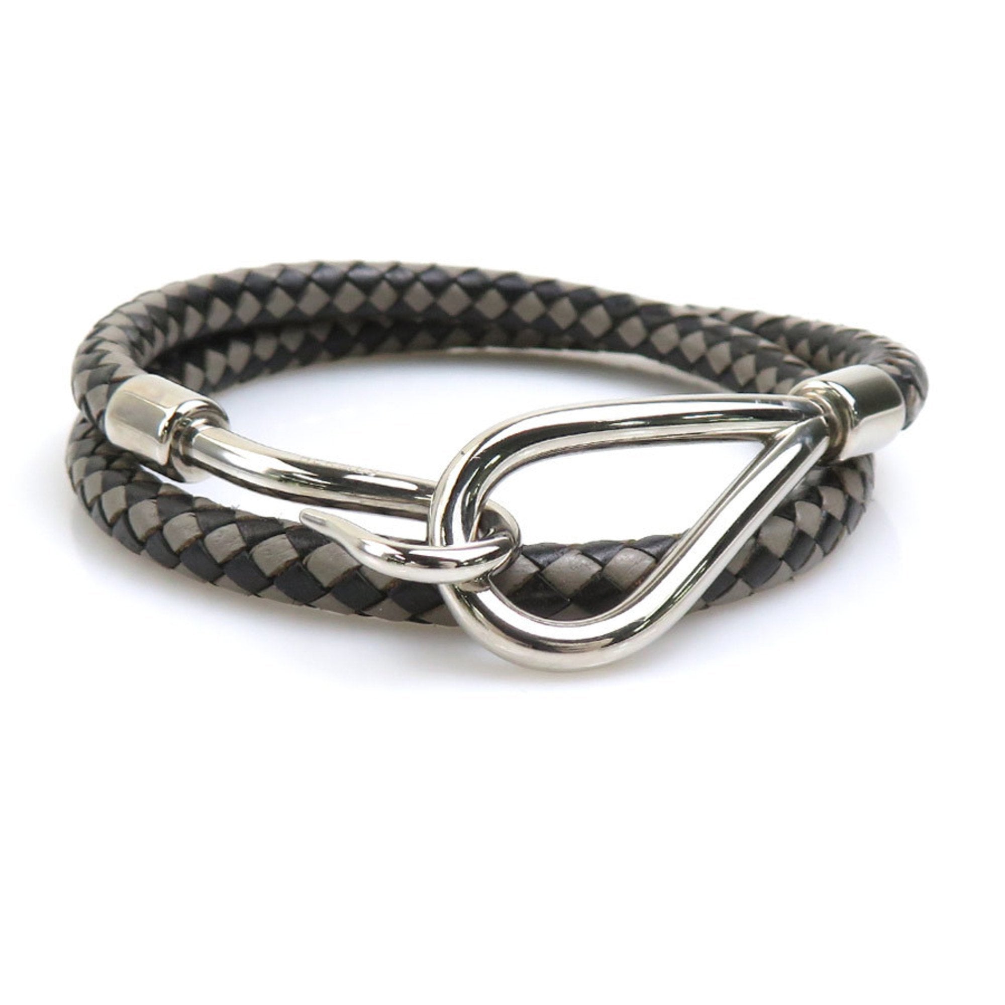 Leather Choker Necklace Metal Black Gray Silver