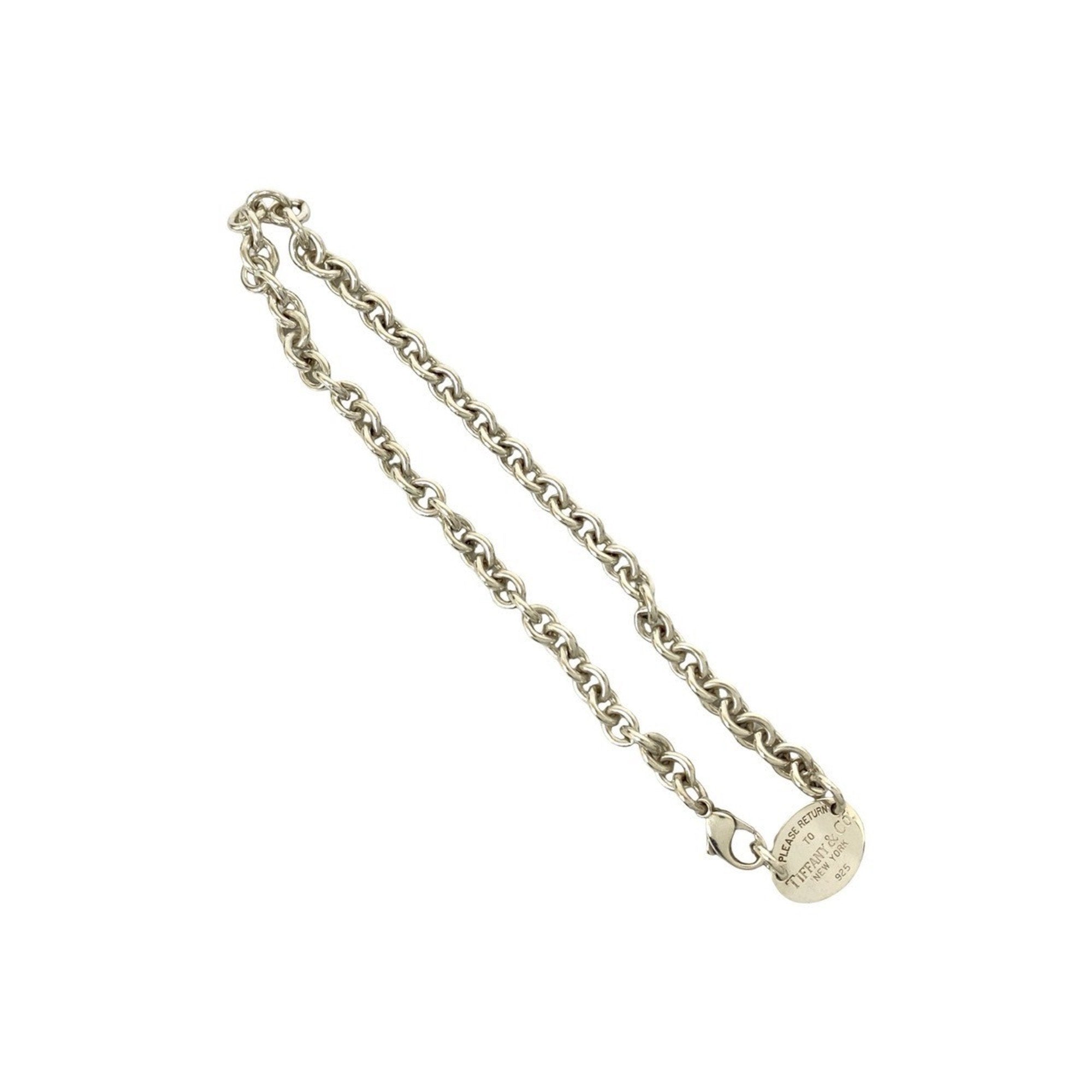 Oval Tag Pendant Necklace Sterling Silver