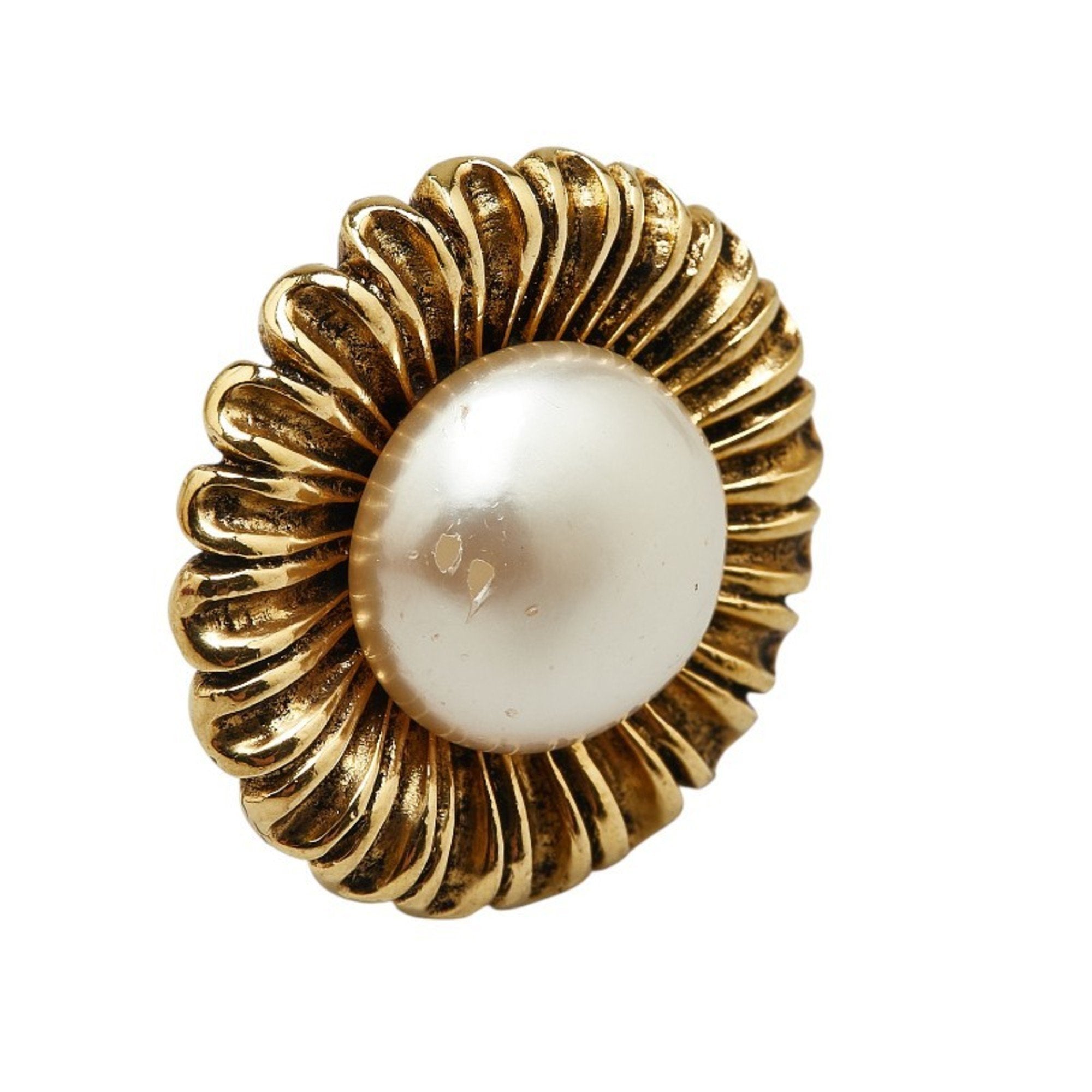 Pearl Clip-On Earrings Artificial Pearl and Gold