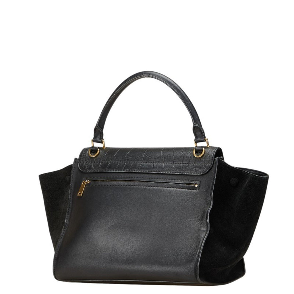 Trapeze Bag Crocodile Embossed Leather Large