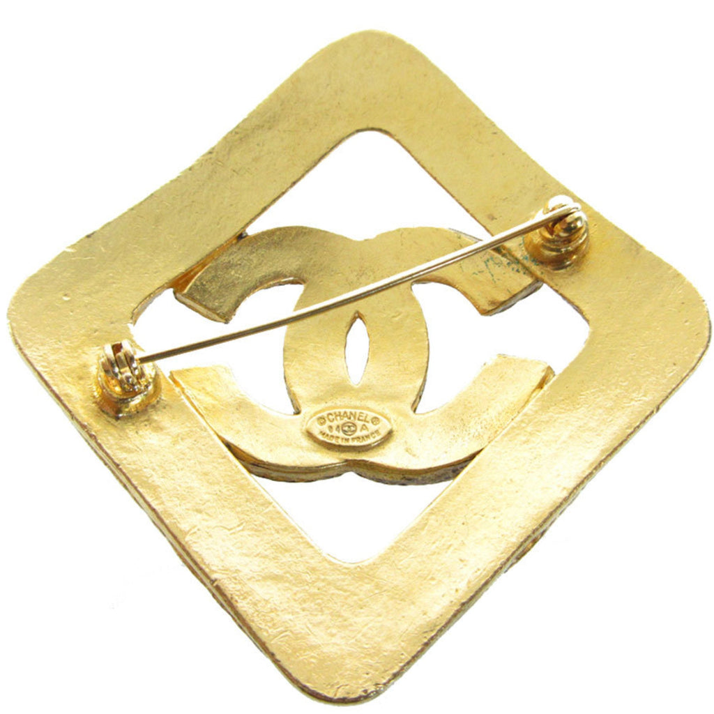 CC Logo Brooch Gold-Tone Metal