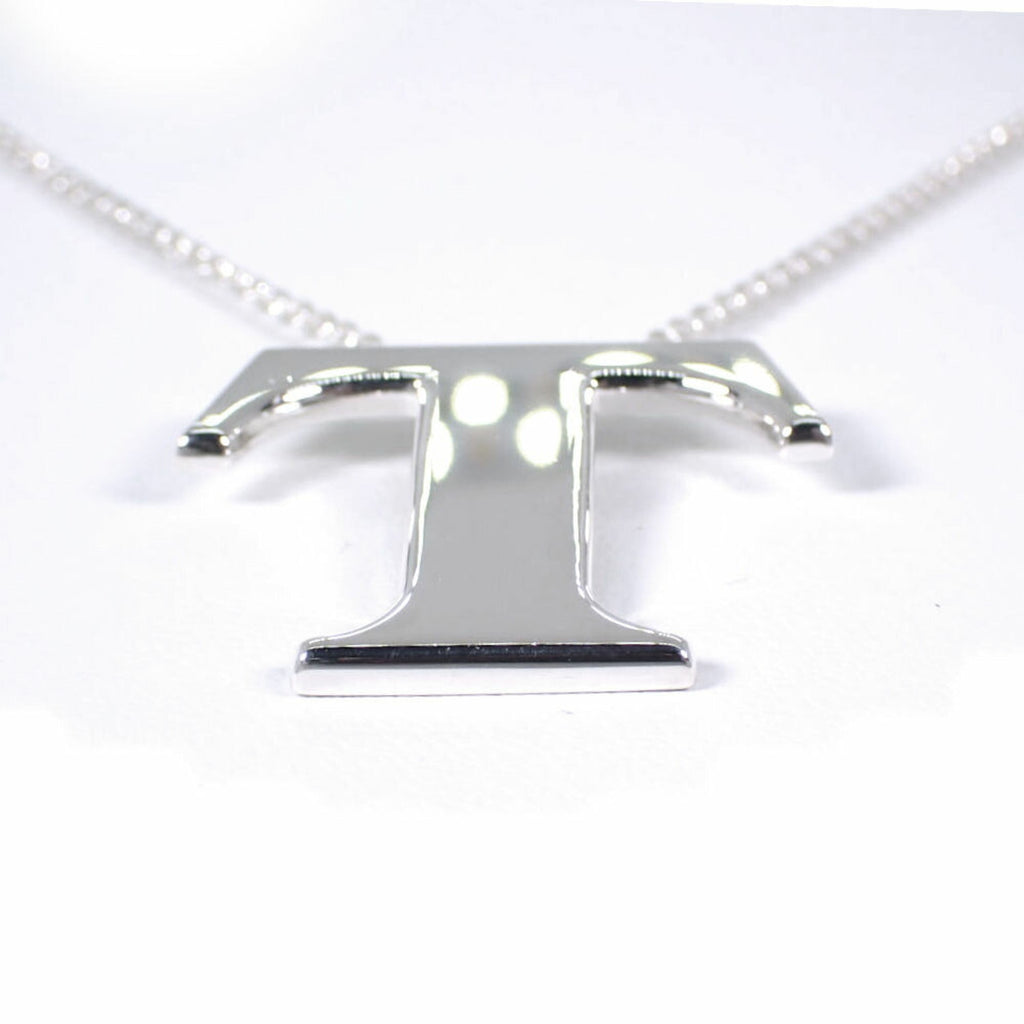 T Motif Pendant Necklace Sterling Silver