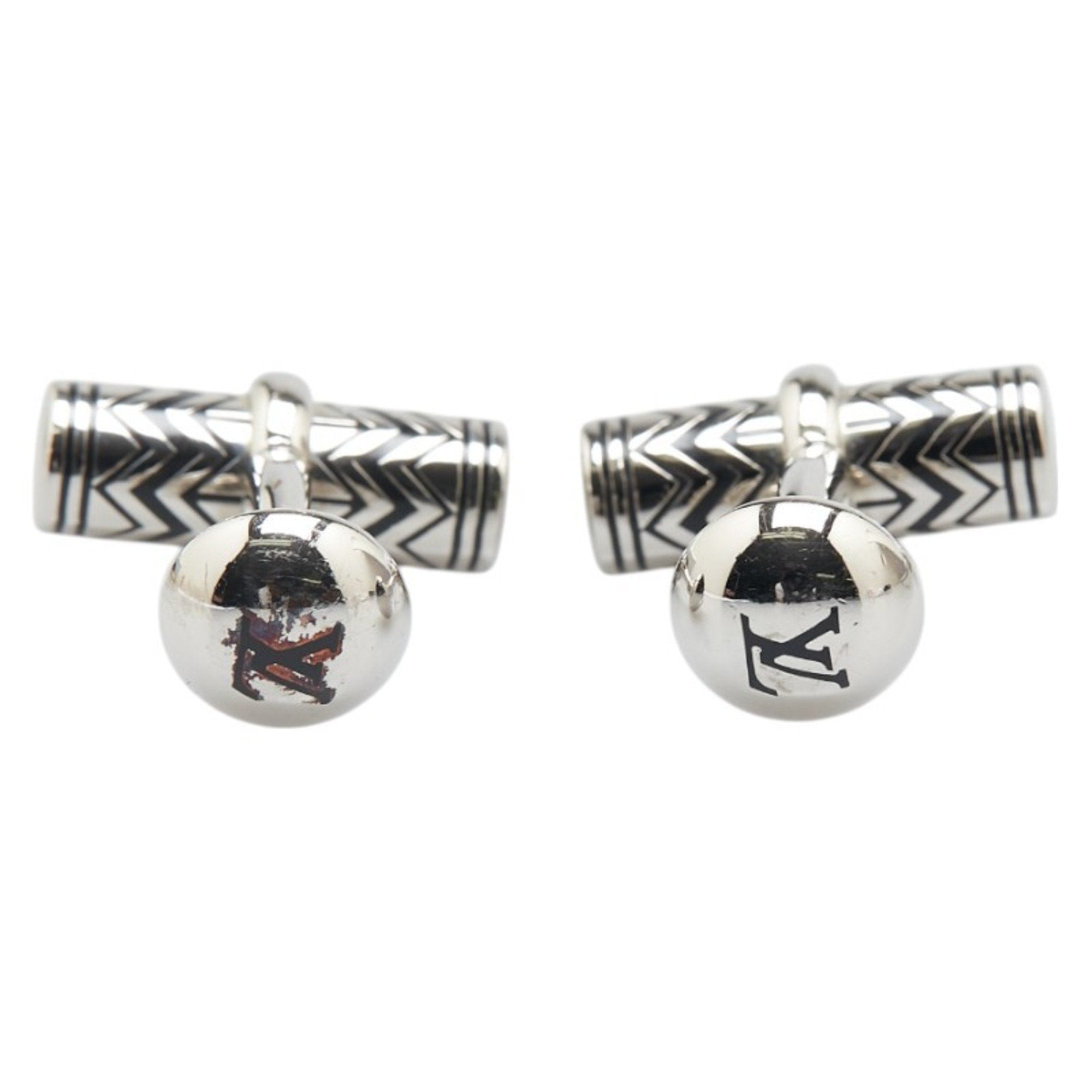 Damier Graphite Cufflinks Silver Metal Bracelet