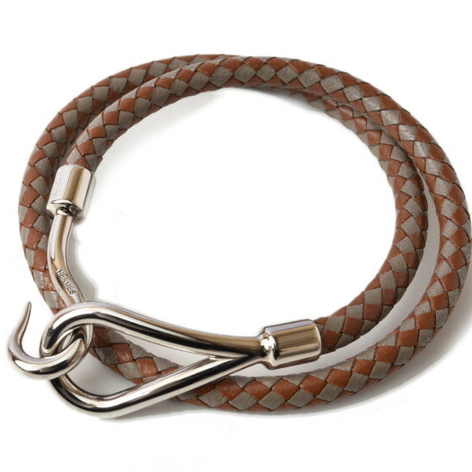 Bangle Leather Brown and Gray Bracelet