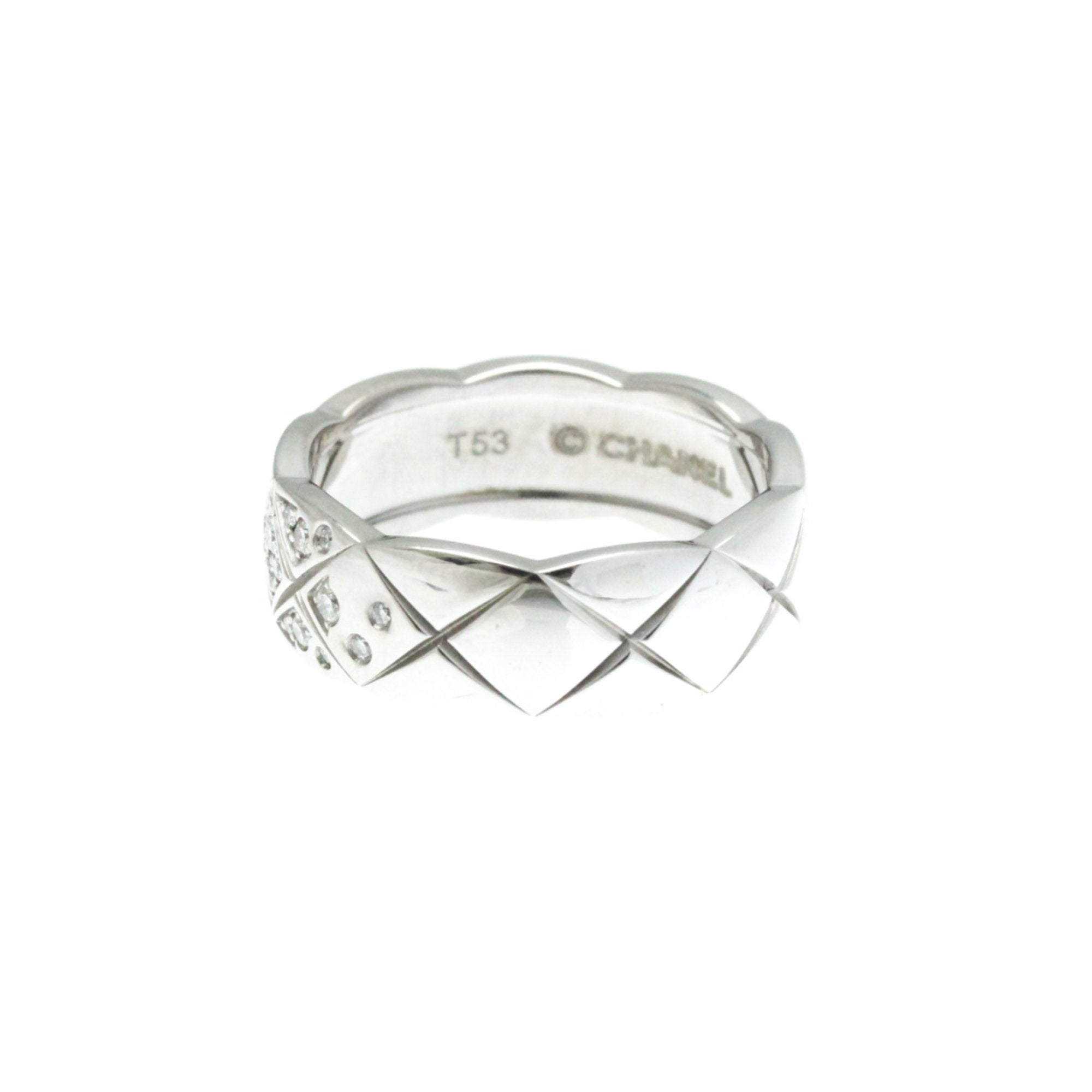 Band Ring 18K White Gold with Diamond Medium