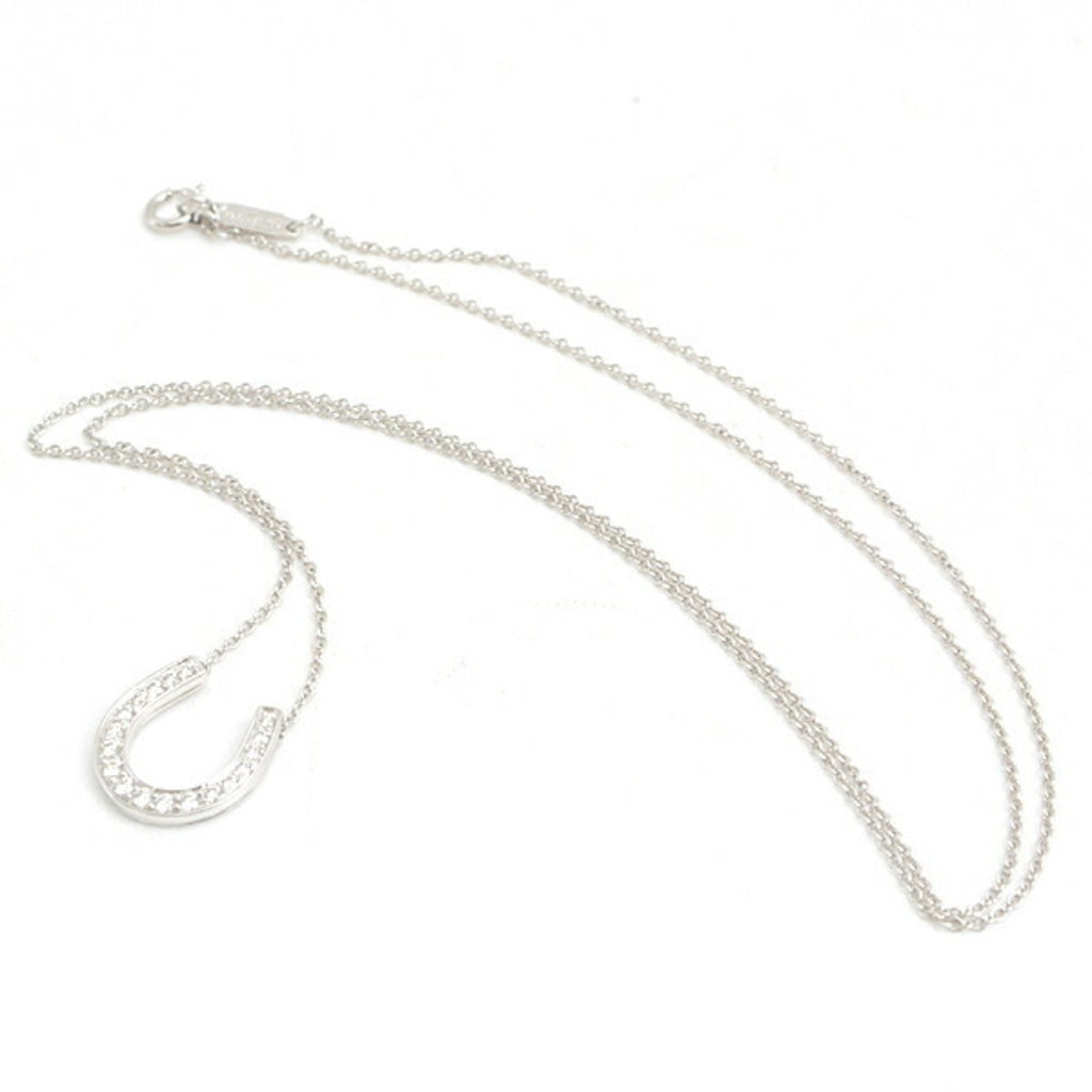 Horseshoe Pendant Necklace Platinum with Diamond