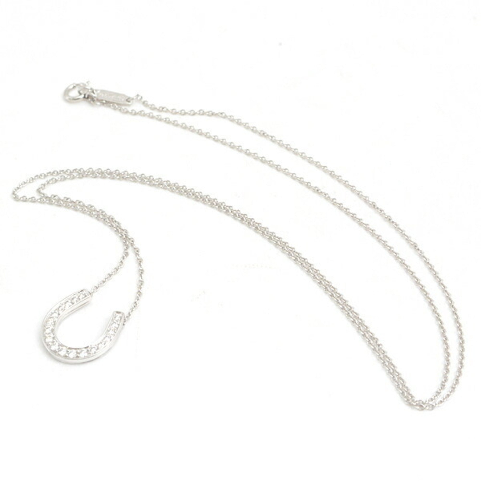 Horseshoe Pendant Necklace Platinum with Diamond