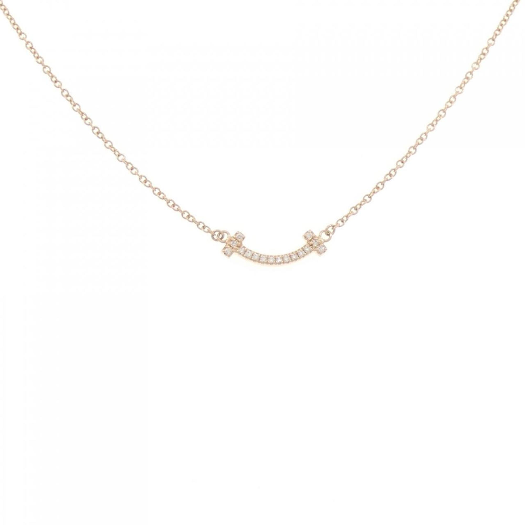 T Smile Mini Pendant Necklace 18K Rose Gold with Diamonds