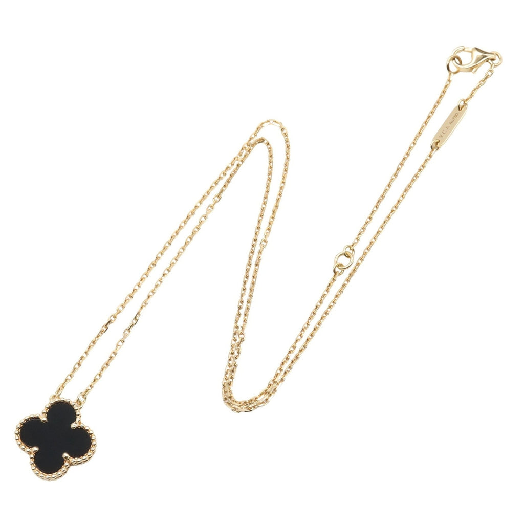 Vintage Alhambra Pendant Necklace 18K Yellow Gold and Onyx