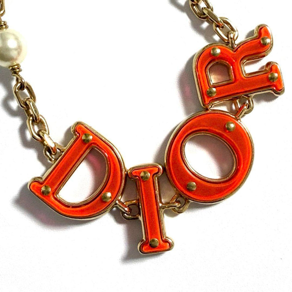 Bracelet Artificial Pearl and Metal Orange