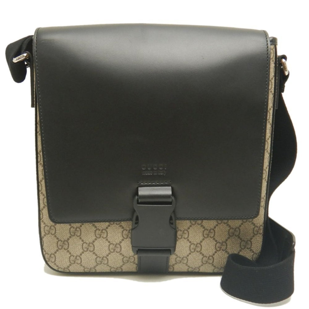 Buckle Flap Messenger Bag GG Coated Canvas with Leather Medium