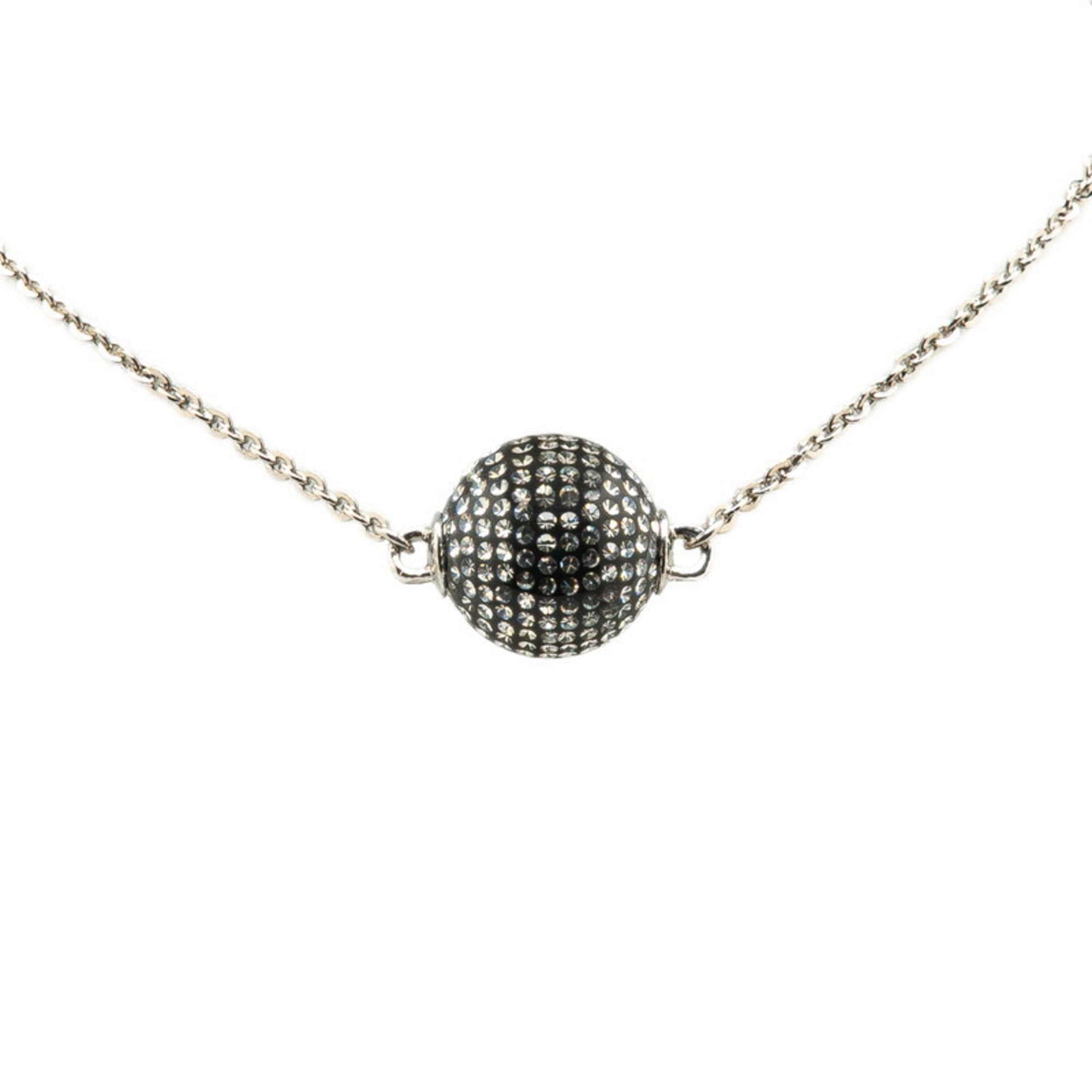 CC Logo Ball Pendant Necklace Silver-Tone Metal