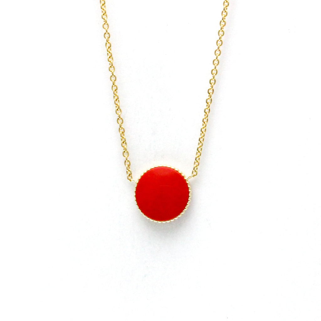 Pendant Necklace 18K Yellow Gold with Carnelian