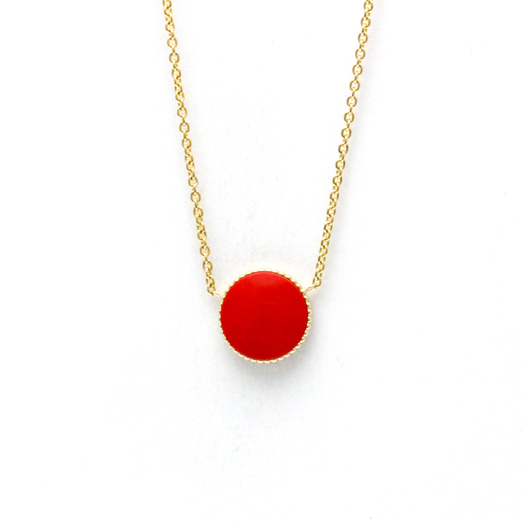 Pendant Necklace 18K Yellow Gold with Carnelian