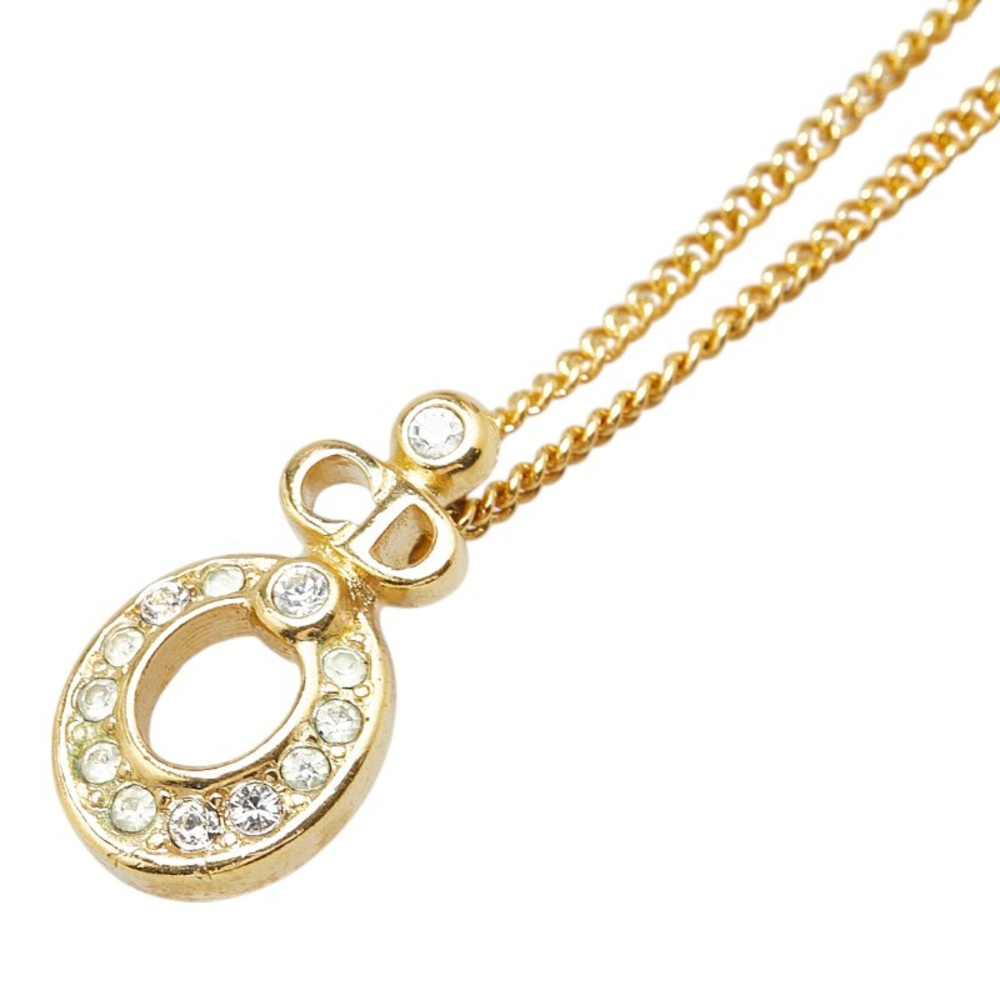 Pendant Necklace Gold Plated with Rhinestone