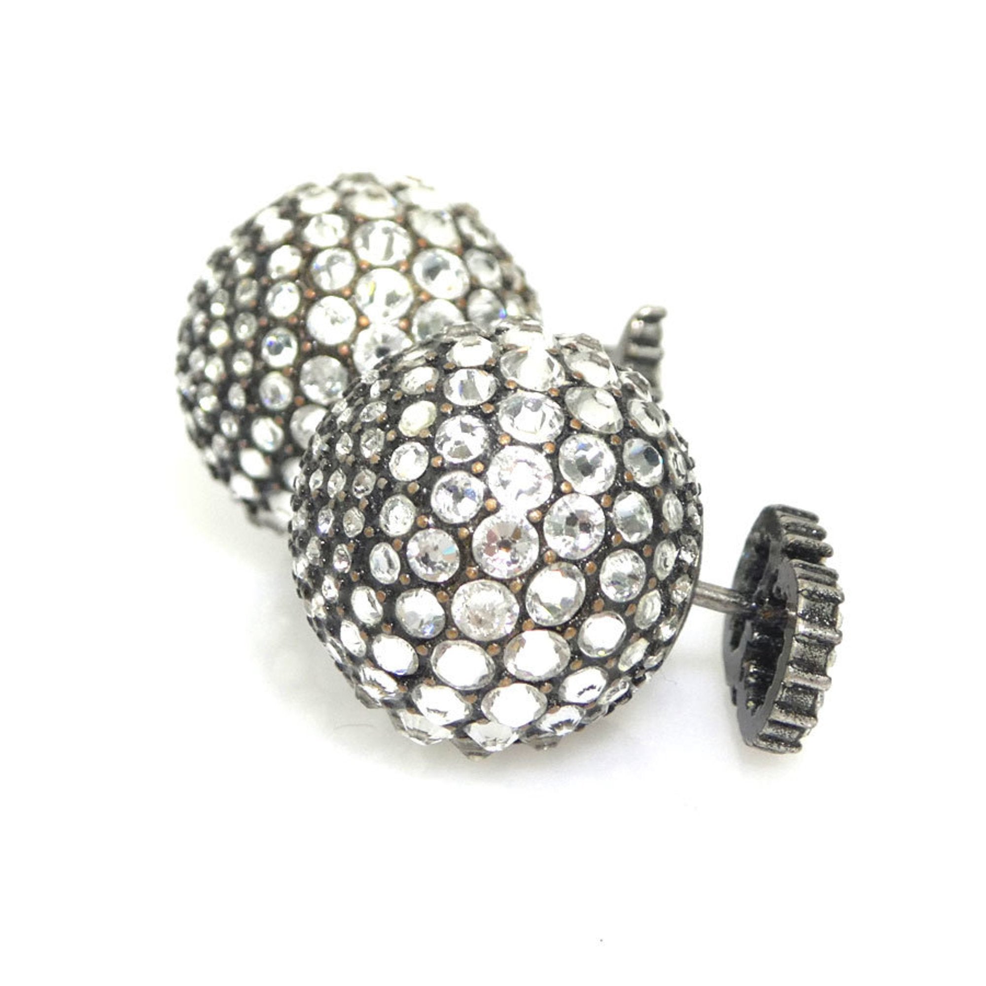 Tribal Earrings Metal and Rhinestone