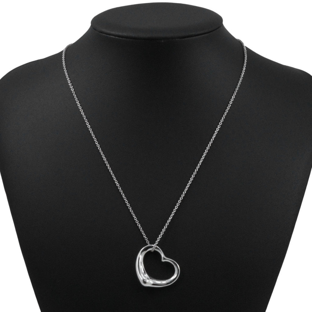 Open Heart Pendant Necklace Sterling Silver 26mm