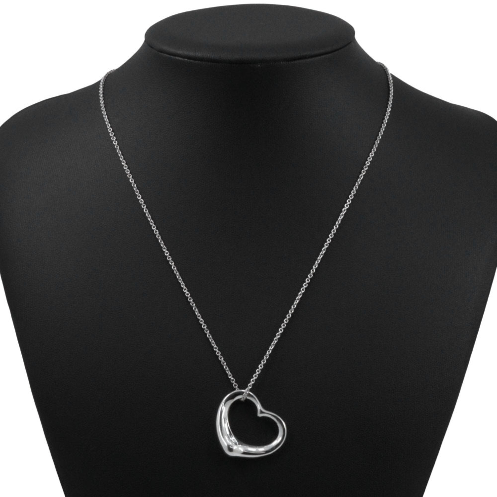 Open Heart Pendant Necklace Sterling Silver 26mm
