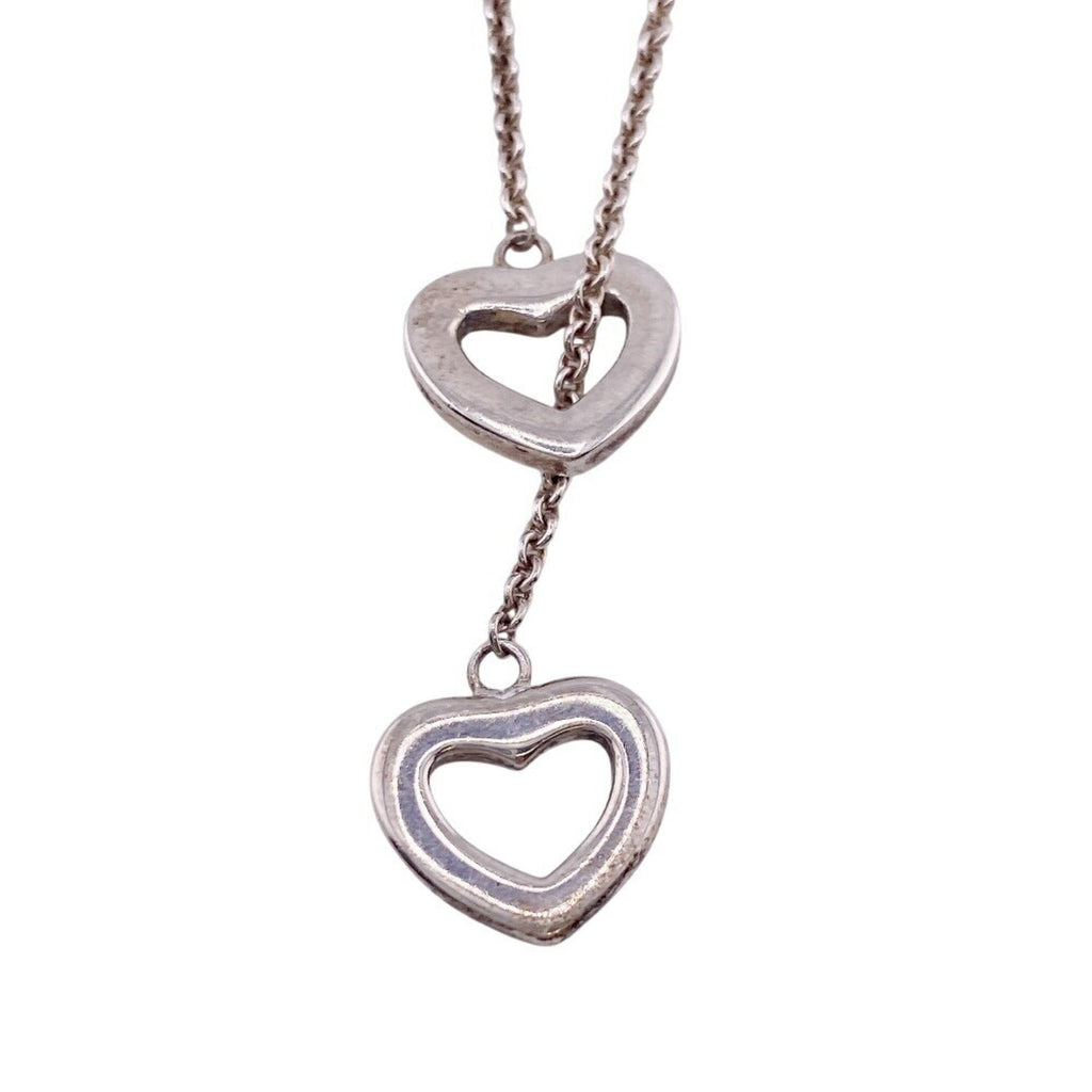 Heart Link Lariat Necklace Sterling Silver