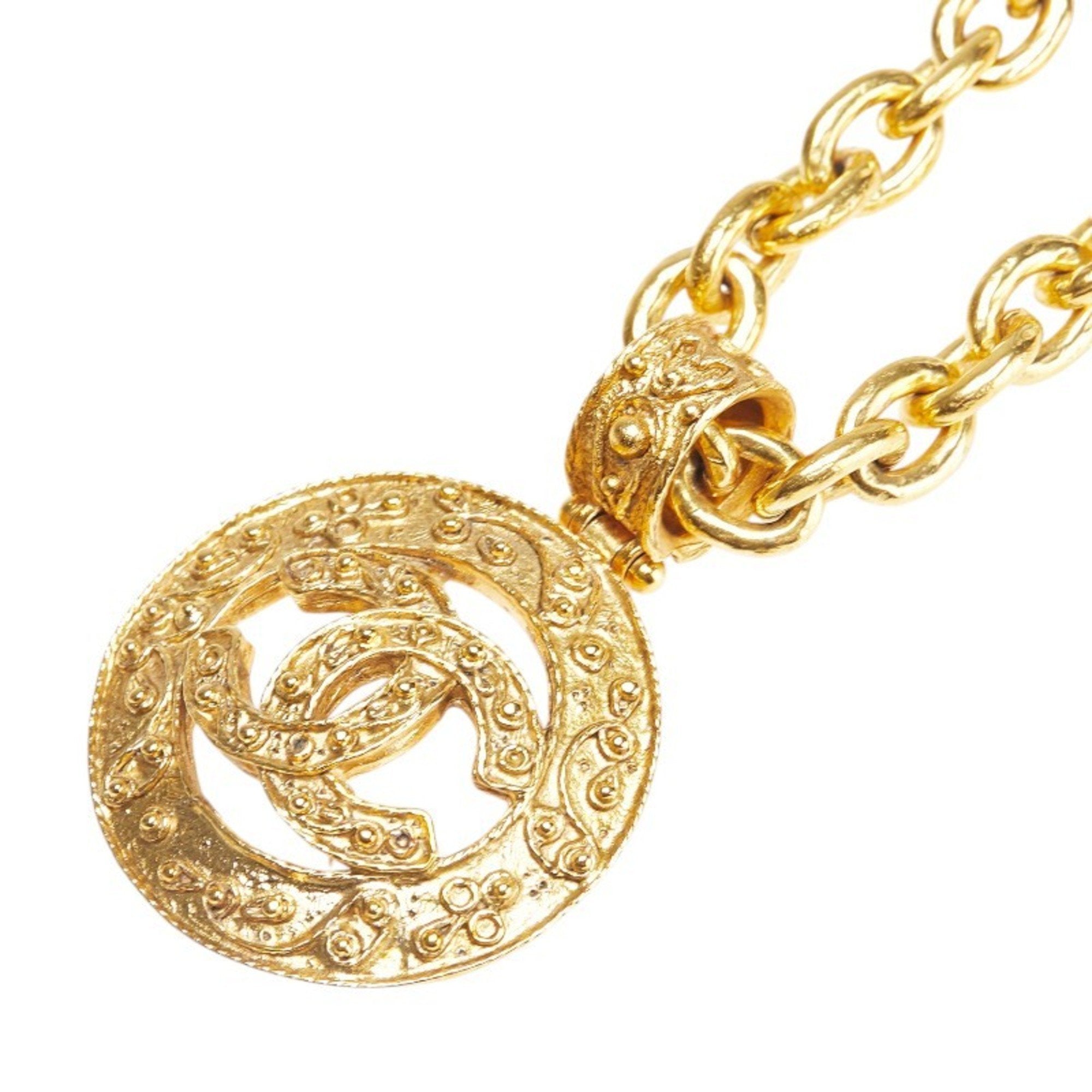 CC Logo Round Circle Pendant Necklace Metal