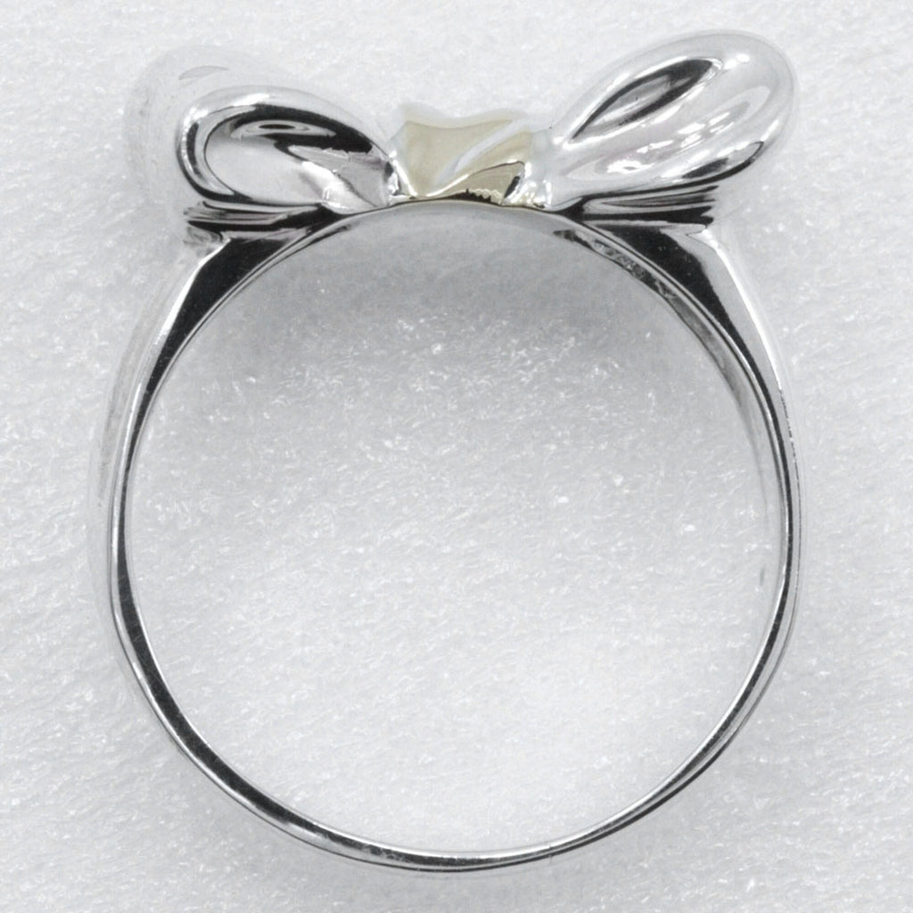 Ribbon Motif Ring 18K Yellow Gold and Sterling Silver