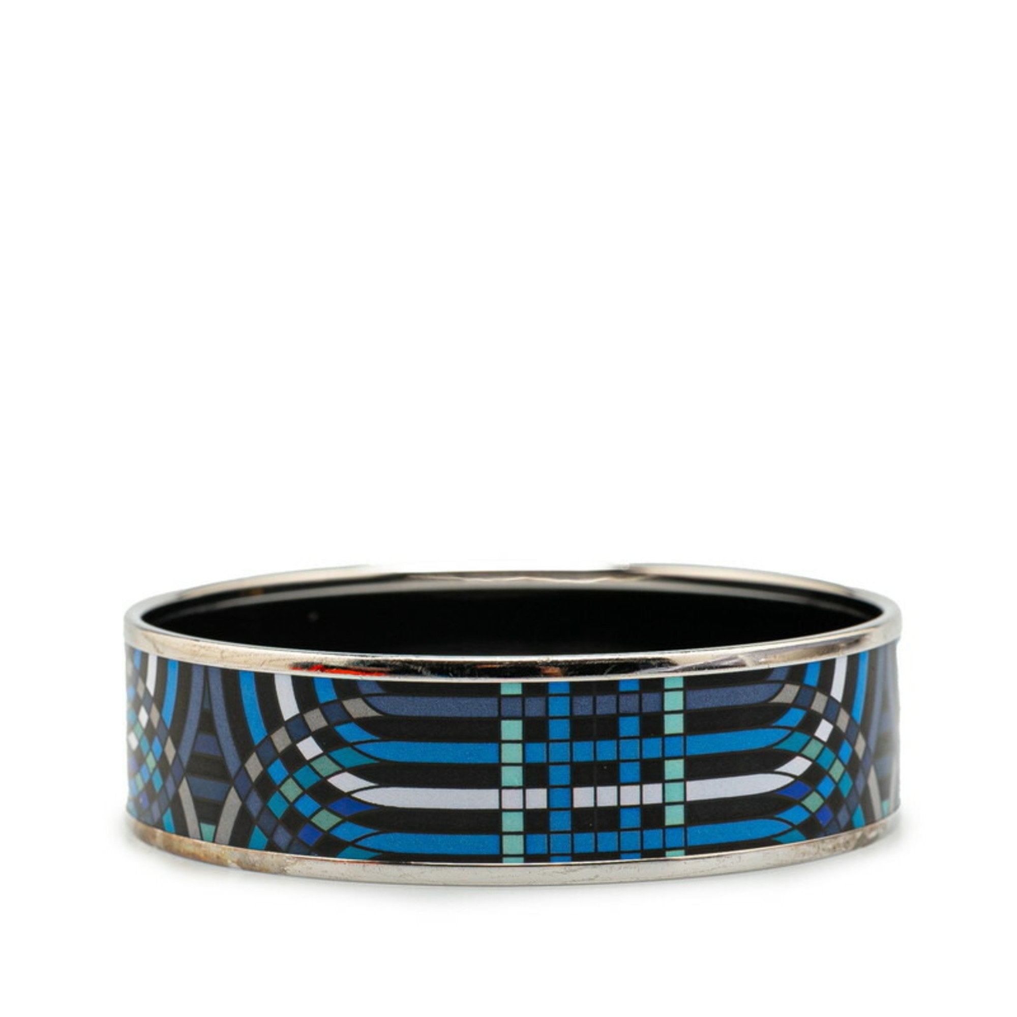 Enamel Cloisonne Bracelet Metal Blue and Silver