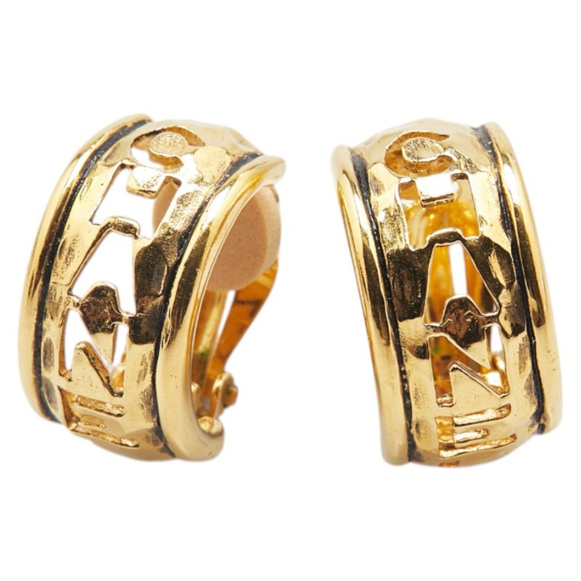 Clip-On Earrings Logo Clip-On Gold-Tone Metal