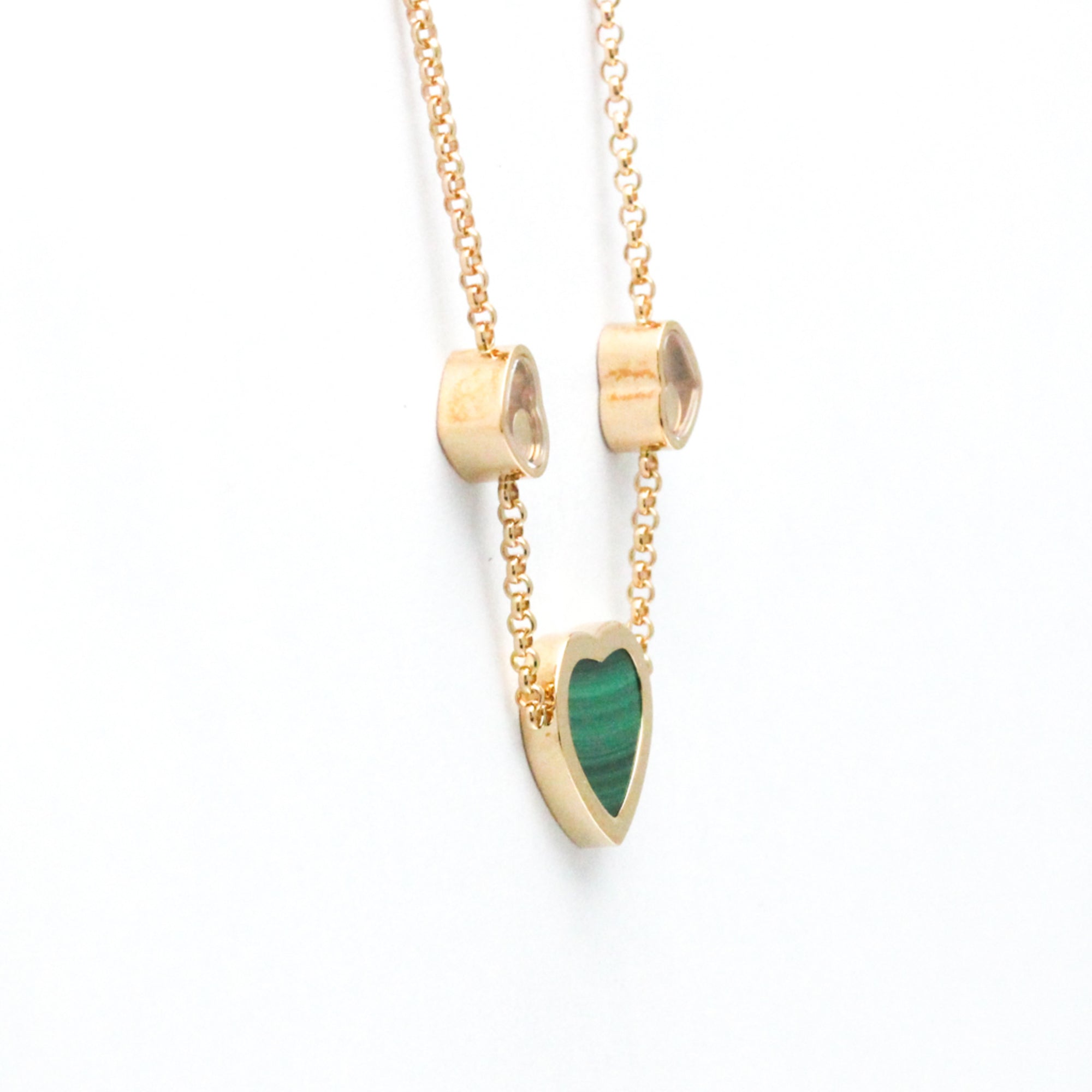 Pendant Necklace 18K Rose Gold with Diamond and Malachite