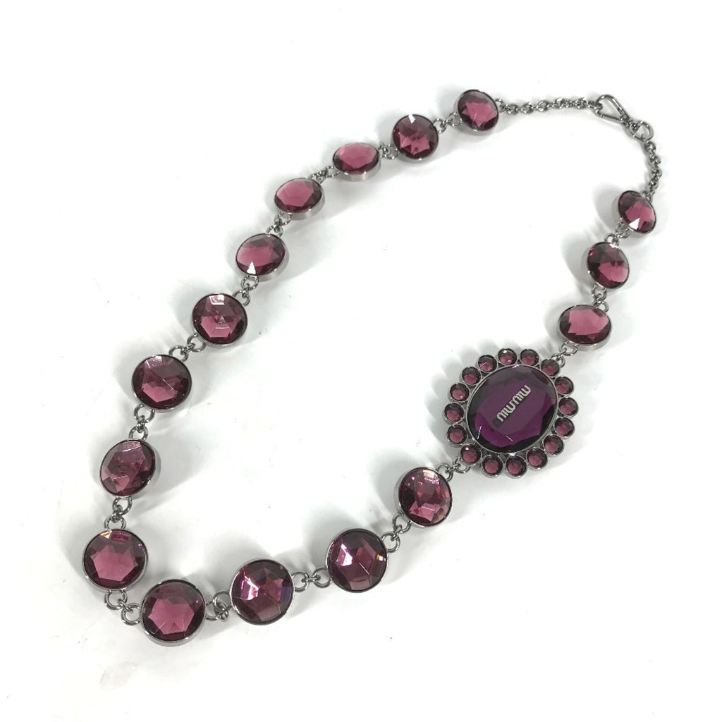 Pendant Necklace Metal Purple and Silver