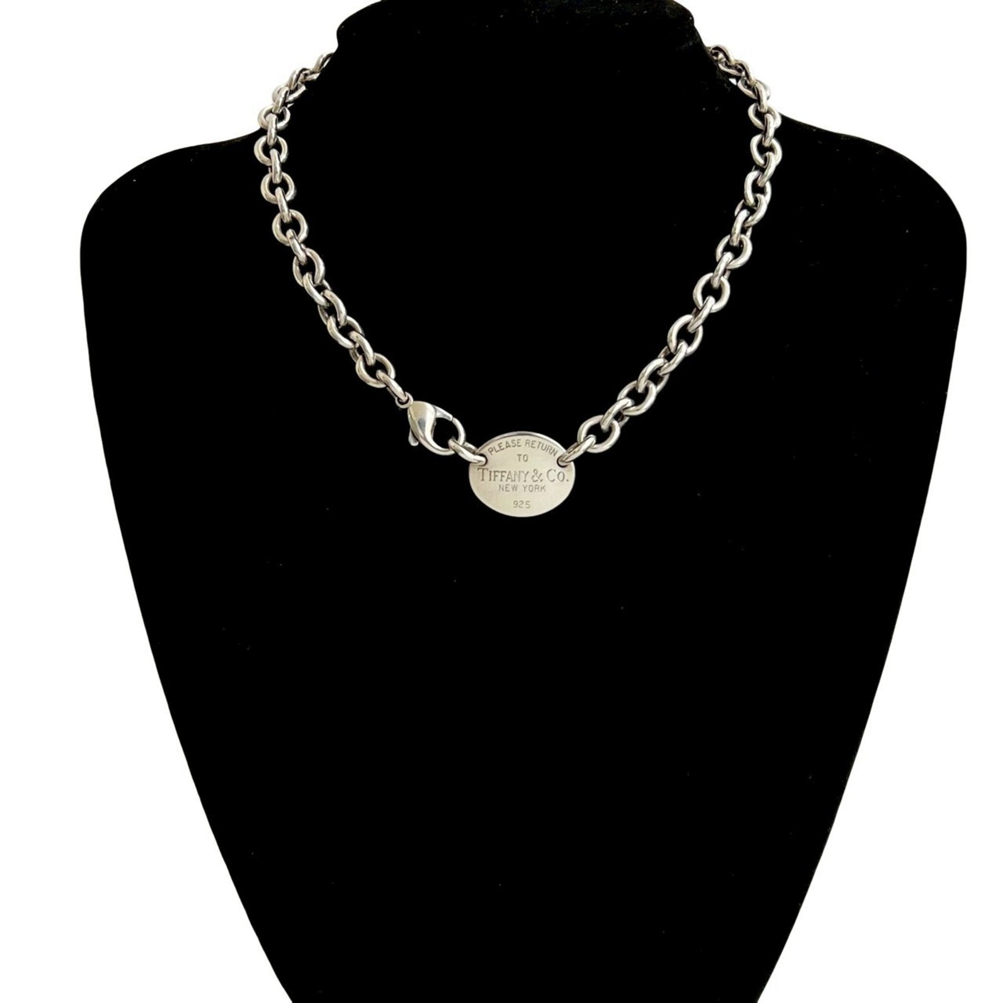 Oval Tag Pendant Necklace Sterling Silver