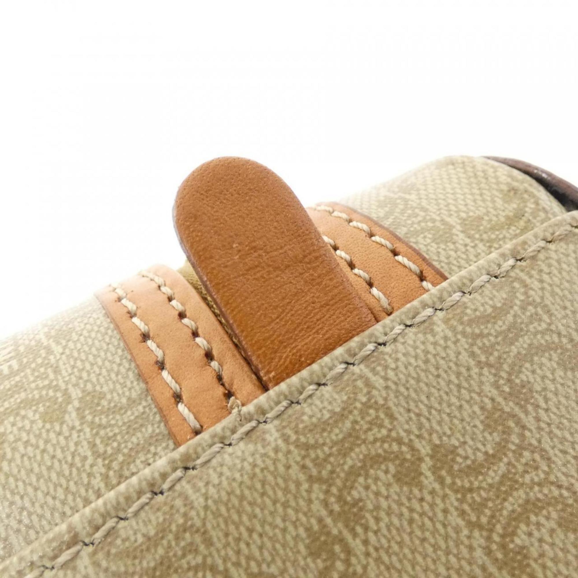 Vintage Saddle Flap Shoulder Bag Macadam Coated Canvas Small