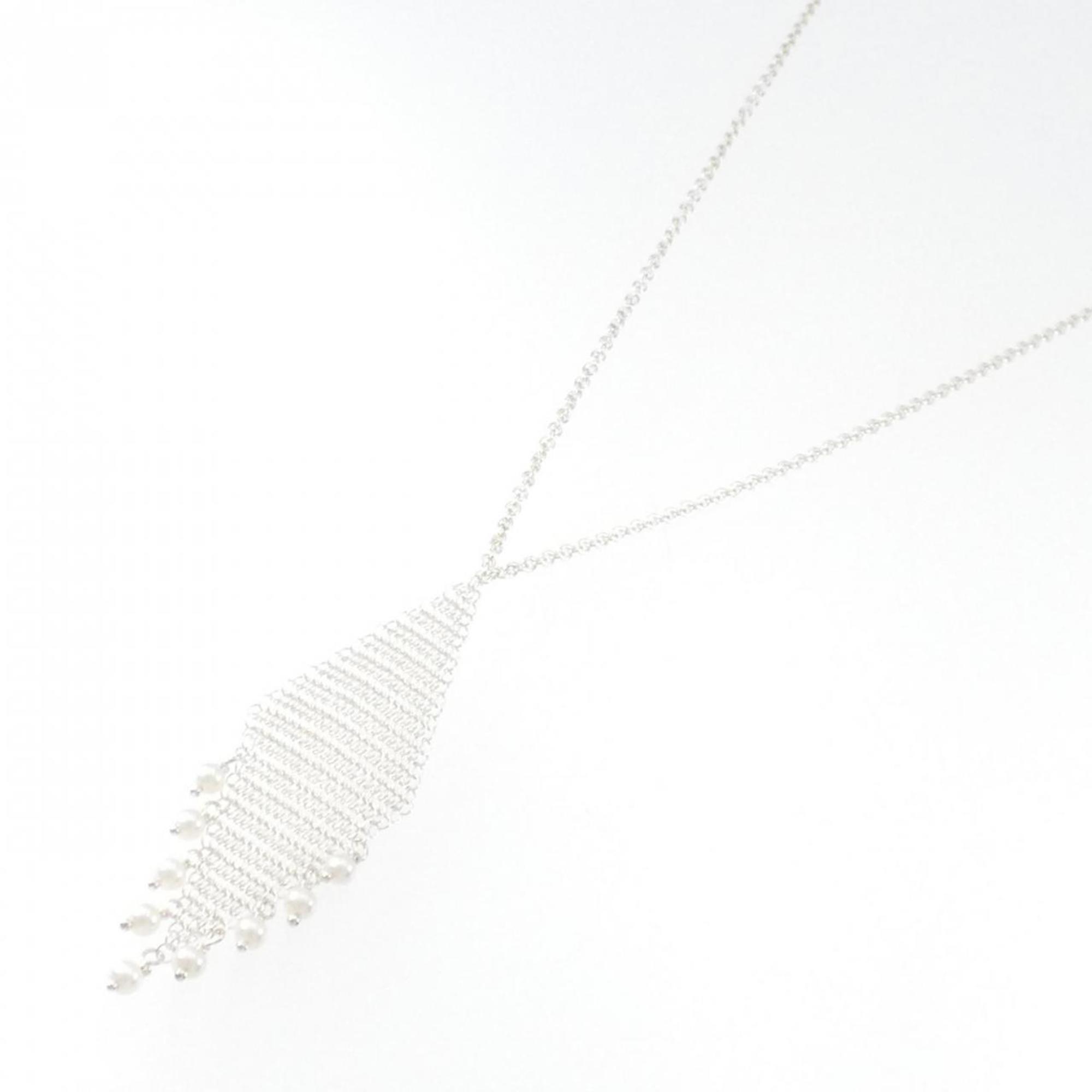 Mesh Fringe Pendant Necklace Sterling Silver