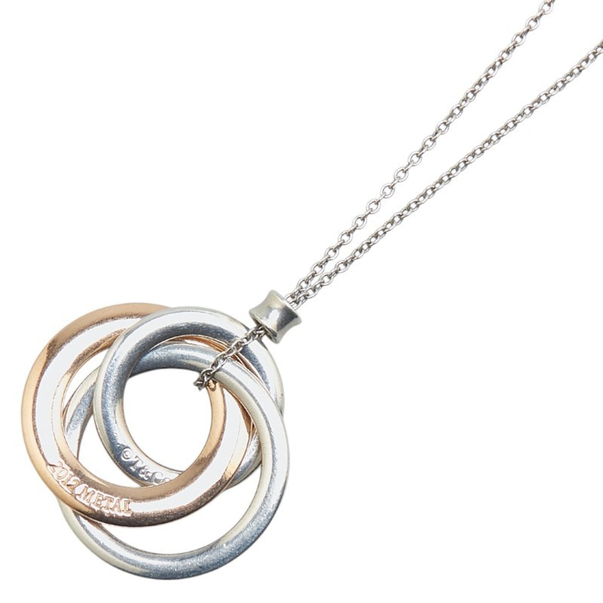 Interlocking Circle Pendant Necklace Sterling Silver