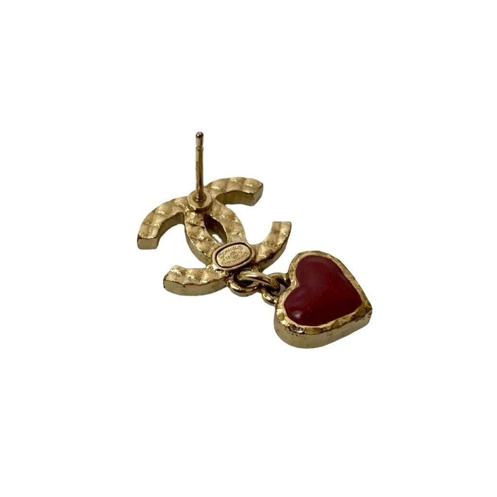 CC Logo Heart Earrings Metal Rose Gold-Tone Metal