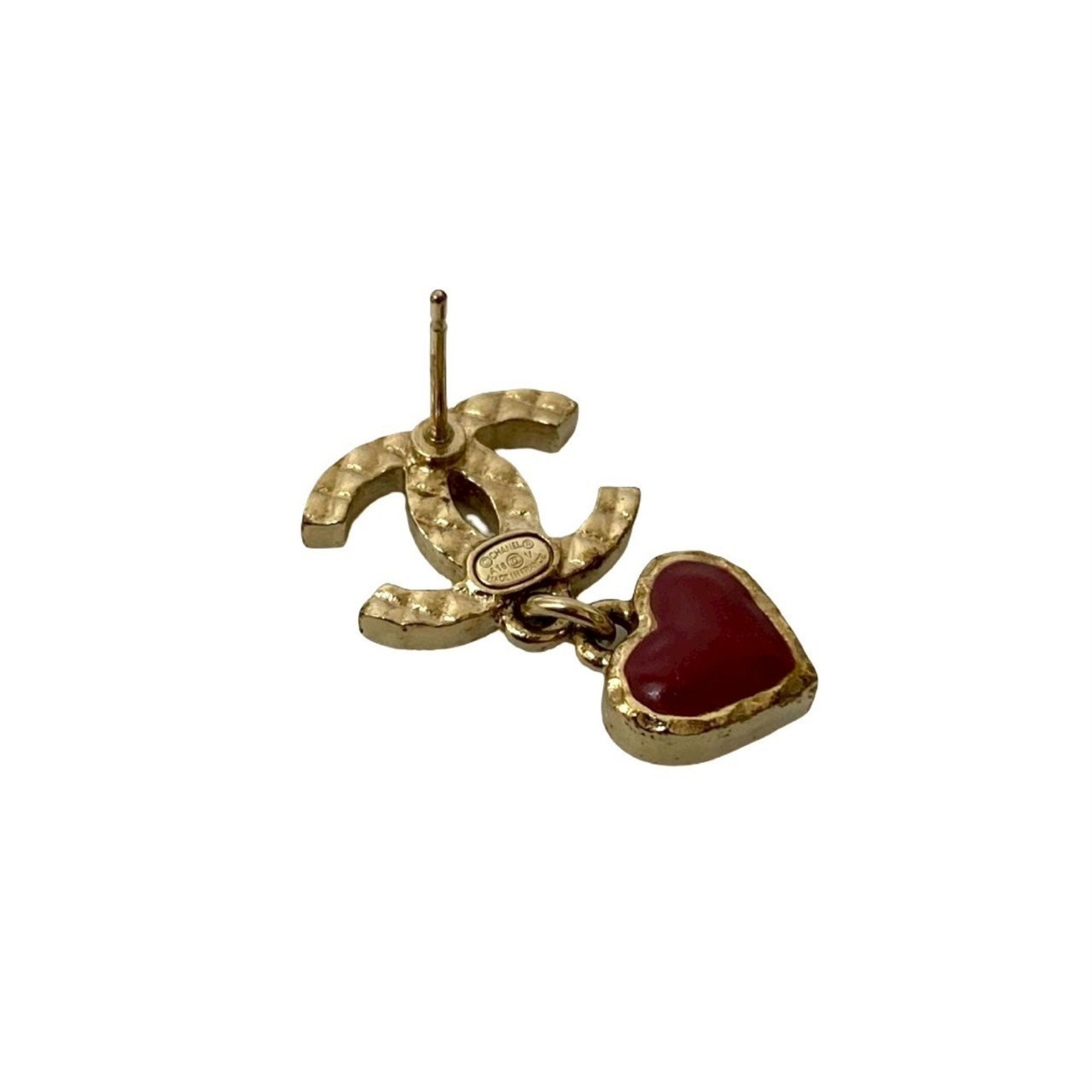 CC Logo Heart Earrings Metal Rose Gold-Tone Metal