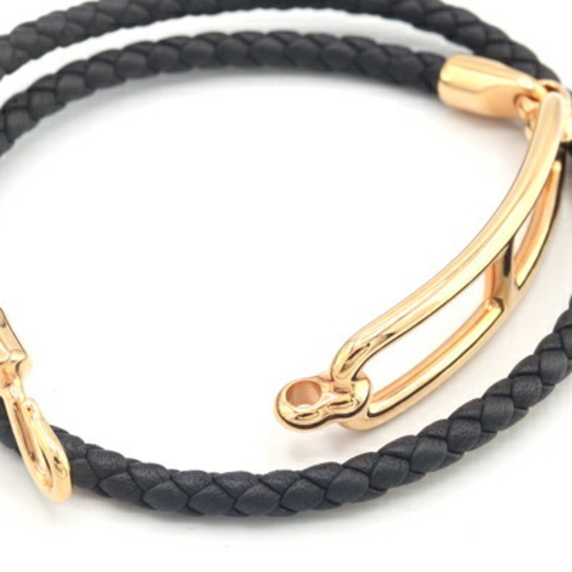 Luli Double Tour Bracelet Leather and Metal Black