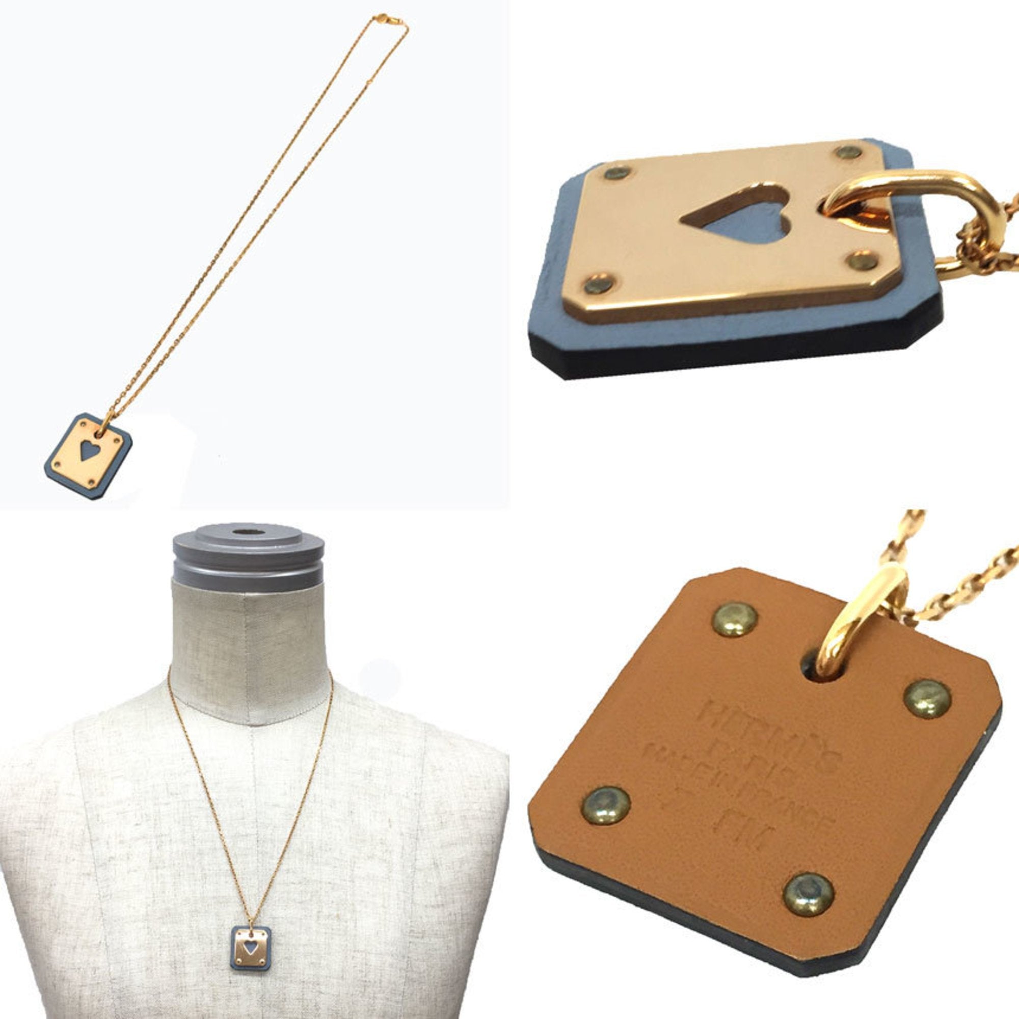 As de Coeur Pendant Necklace Gold and Swift Leather