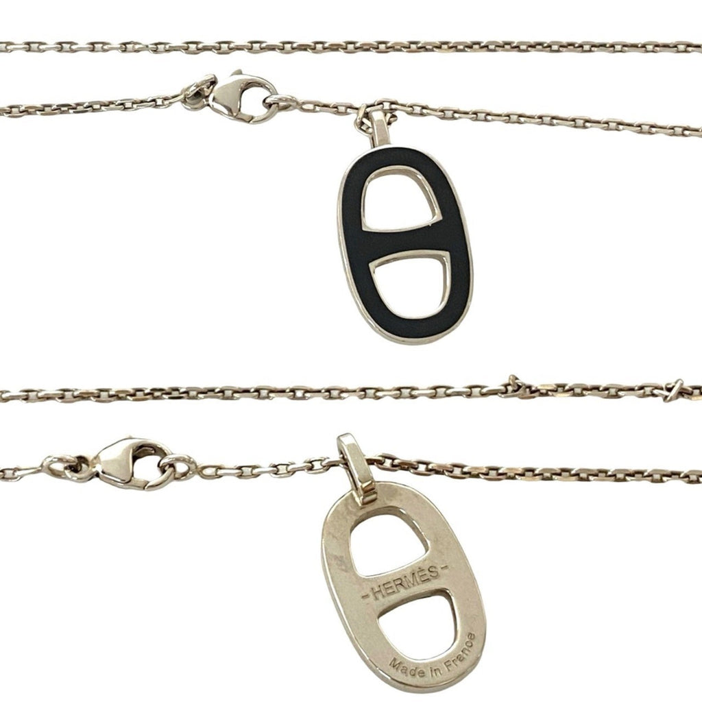 Pendant Necklace Metal Black and Silver