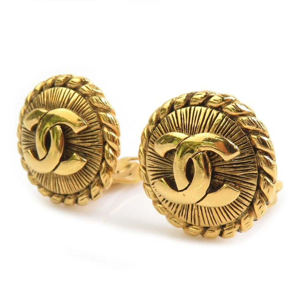 CC Logo Clip-On Earrings Gold-Tone Metal Gold-Tone Metal