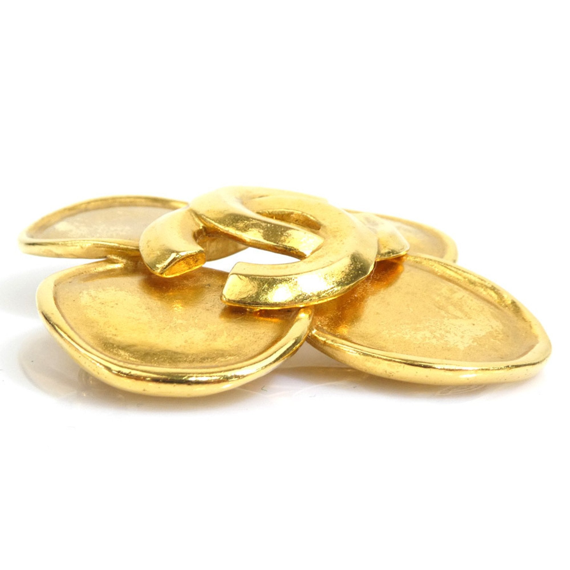 CC Logo Brooch Gold-Tone Metal