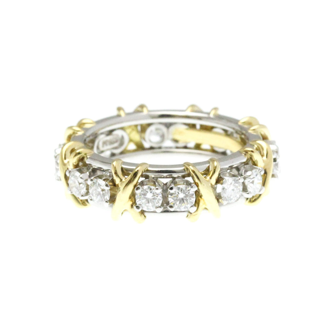 Band Ring 18K Yellow Gold and Platinum with Diamond