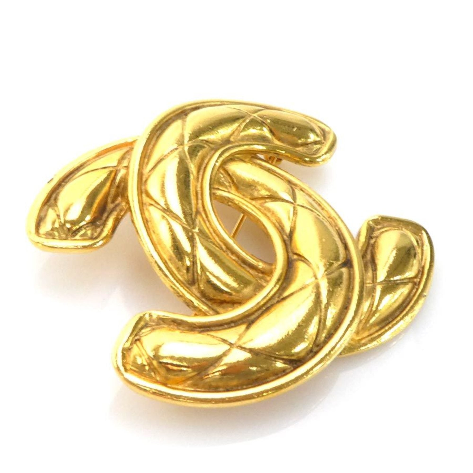 CC Logo Brooch Gold-Tone Metal