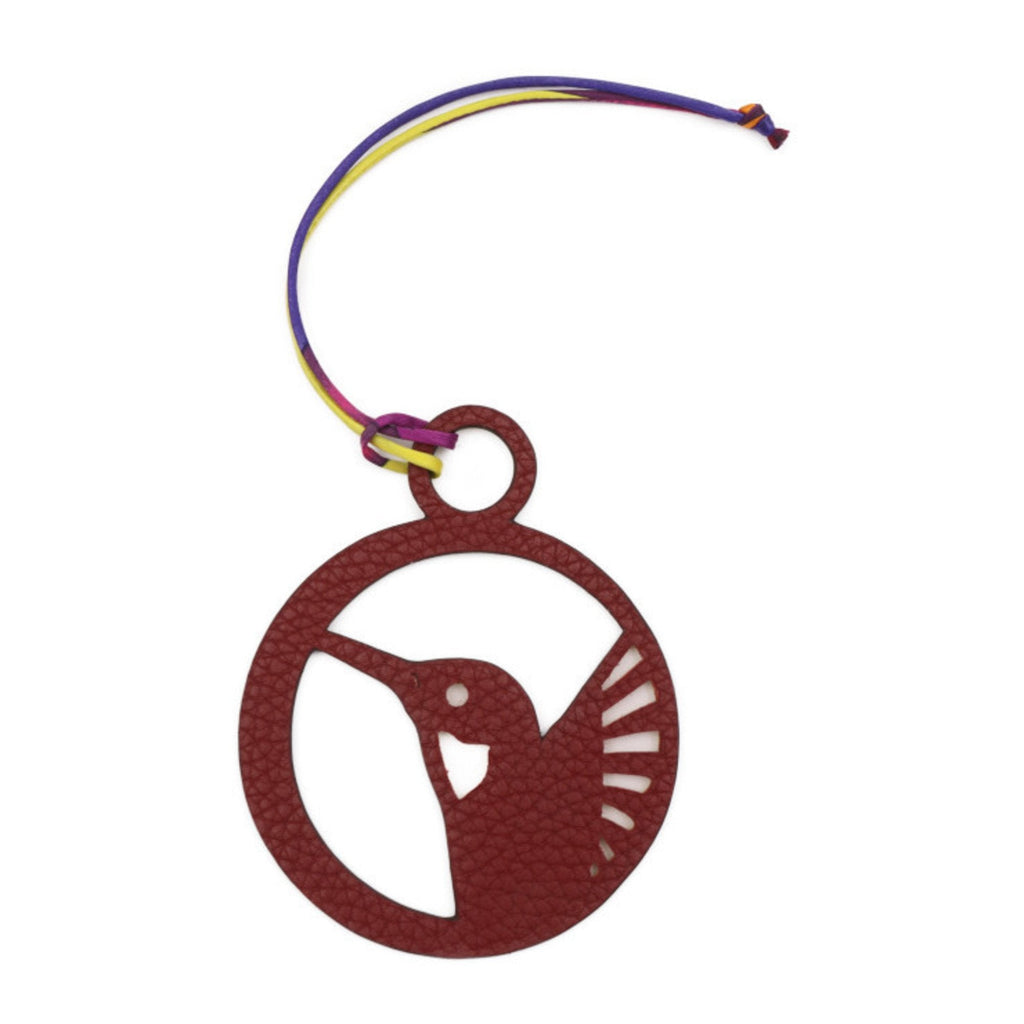 Charm Epsom Leather and Silk and Togo Leather Brown and Yellow Handbag Charm