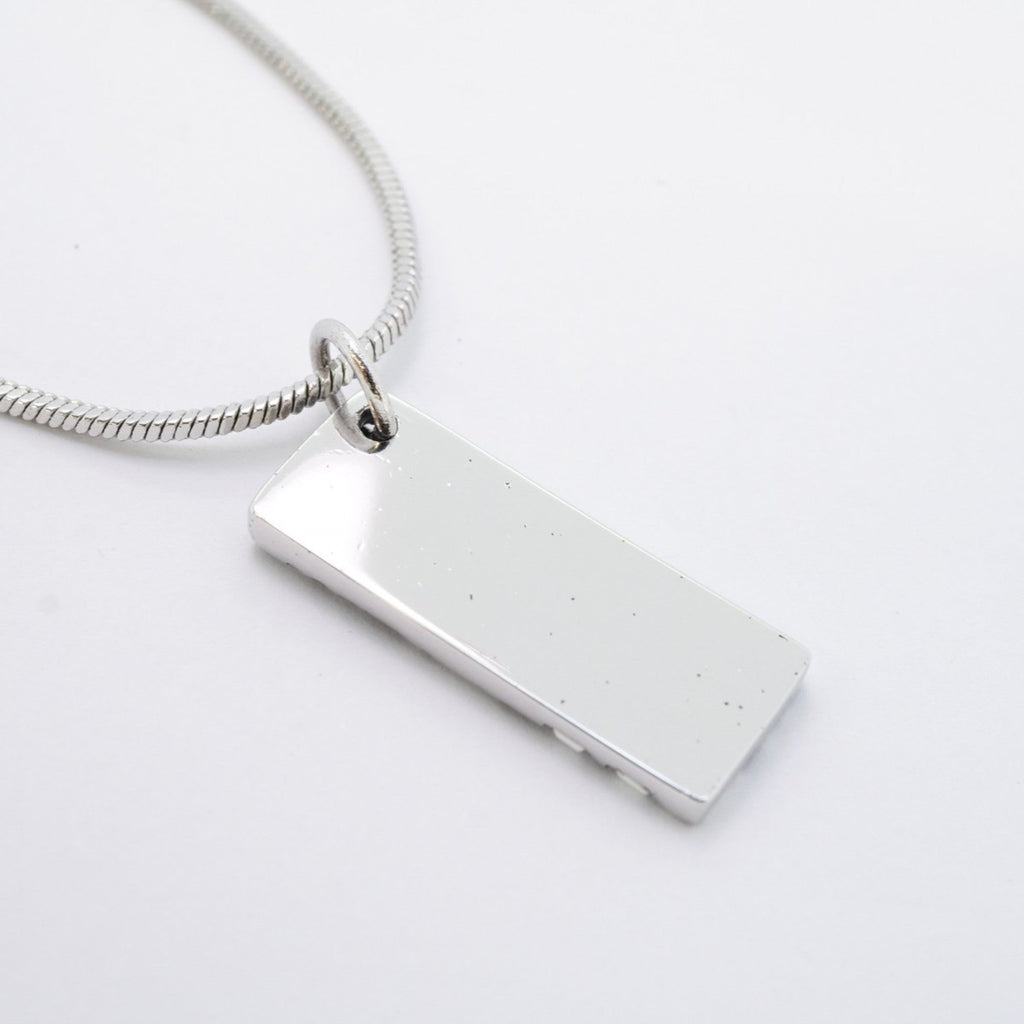Pendant Necklace Metal Black White and Silver