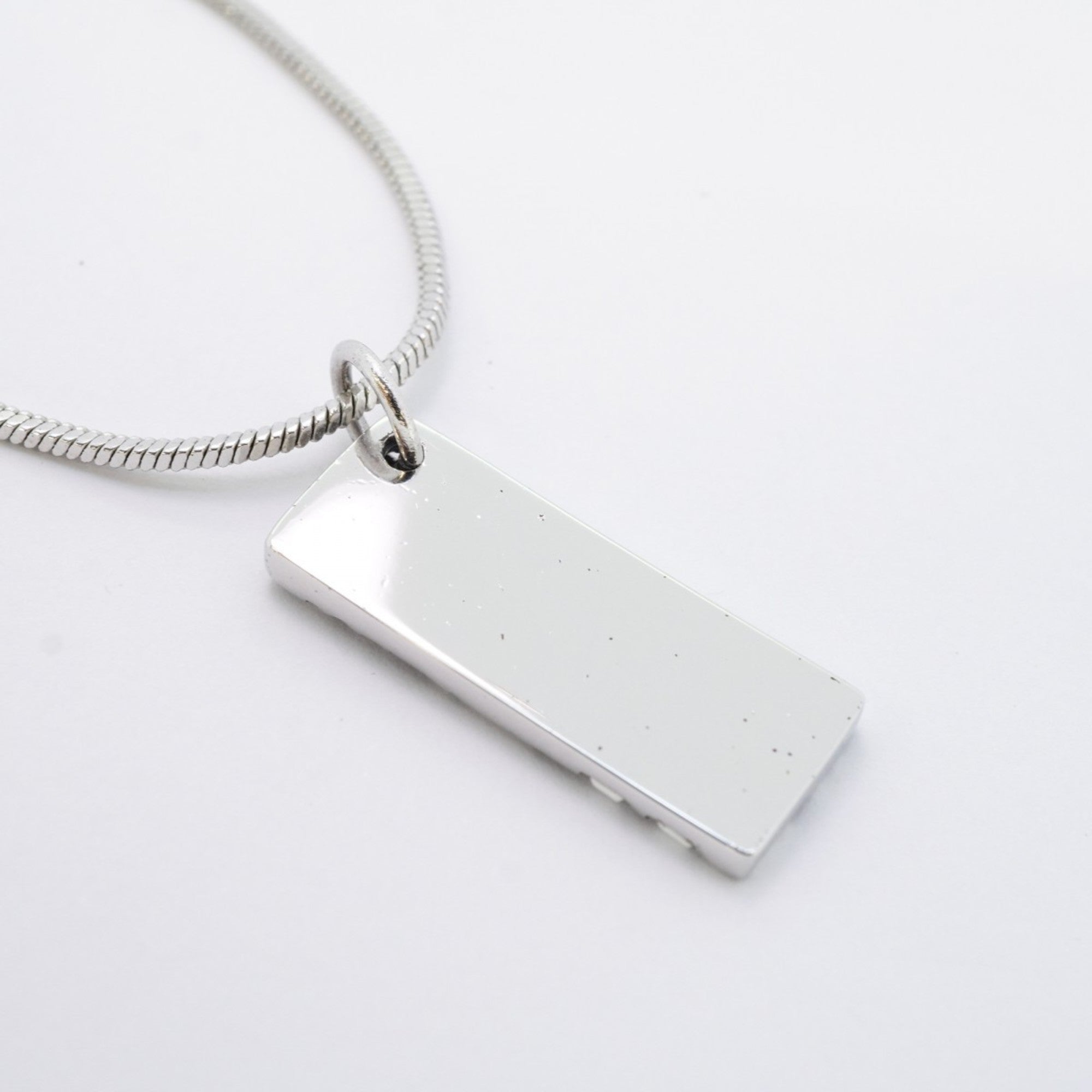 Pendant Necklace Metal Black White and Silver