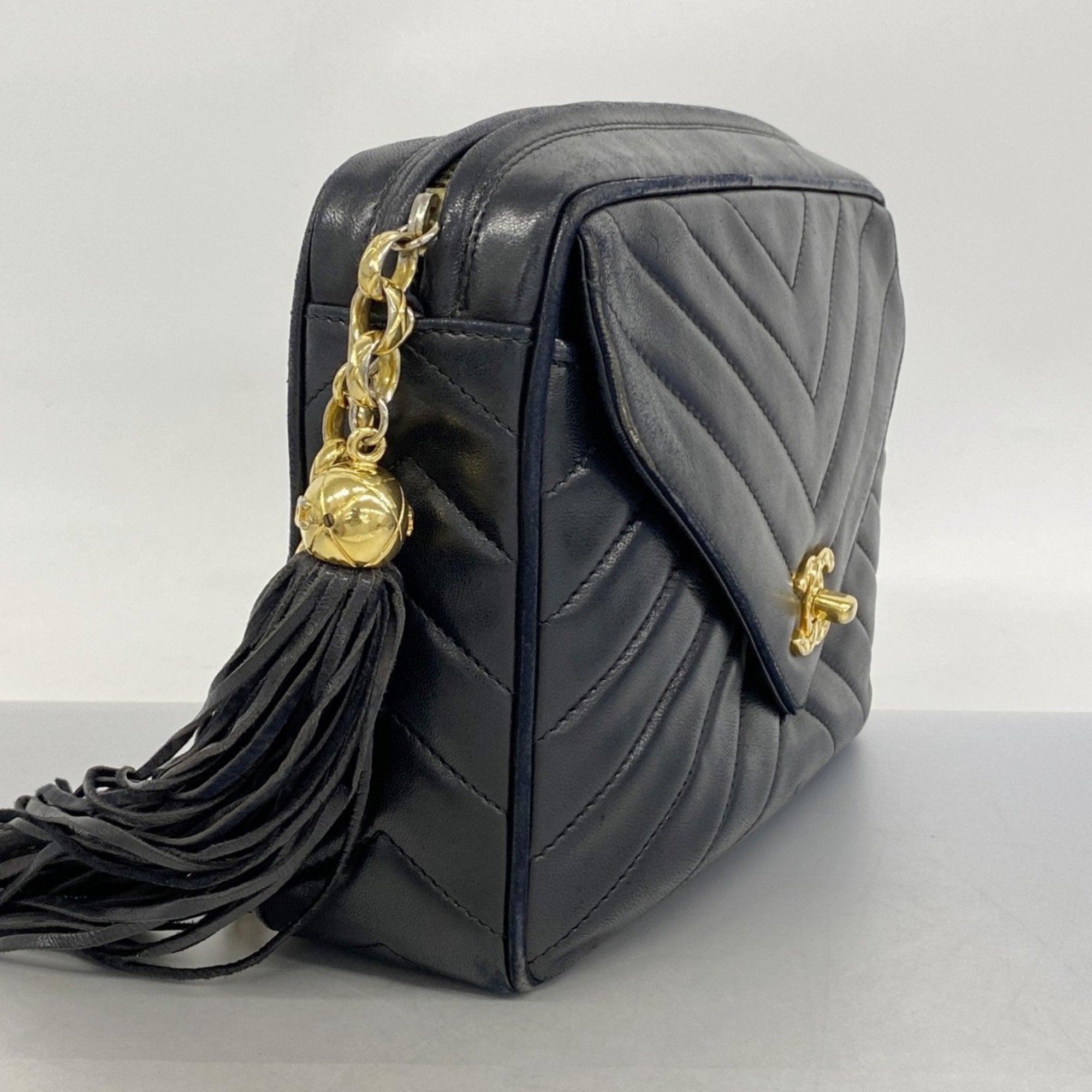 Vintage Front Pocket Camera Bag Chevron Lambskin Medium