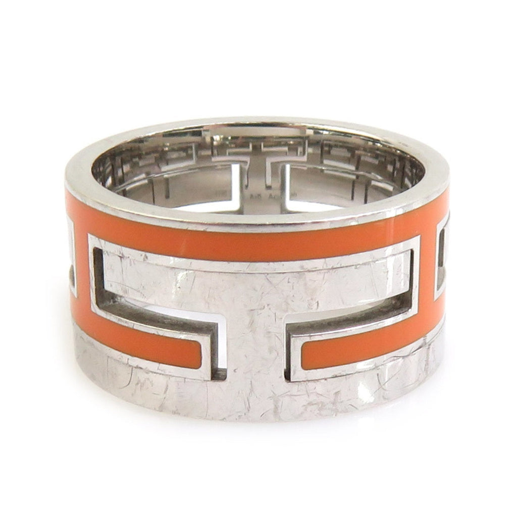 Ring Enamel and Sterling Silver With Orange